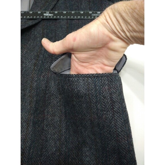 VTG Haggar Blazer 46L Wool Herringbone Tweed Elbow Patch Sport Coat Made in USA - Picture 4 of 16
